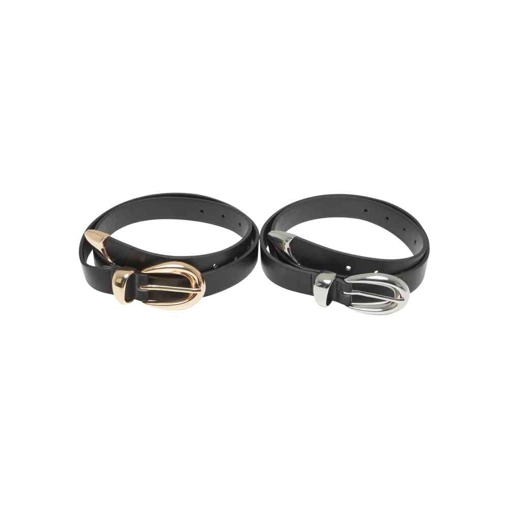 Urban Classics - Chunky Buckle Loop Synthetic Leather 2Pack Riem - Zwart/Zwart